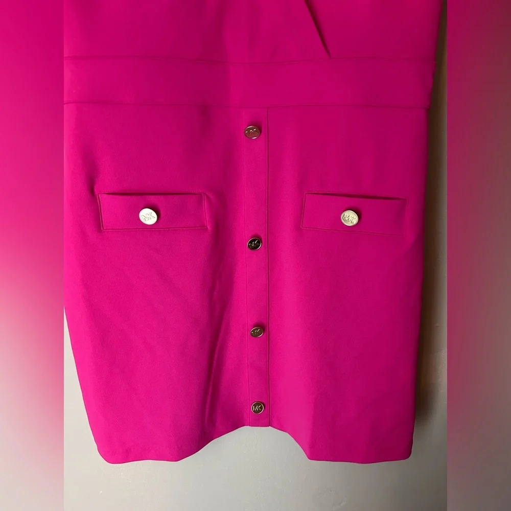 NWT MICHAEL Michael Kors Electric Pink V-Neck Blazer Dress Size M - Picture 5 of 7